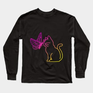 cat and butterfly Long Sleeve T-Shirt